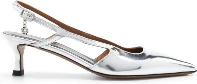 Maje 55mm metallic leren pumps Zilver