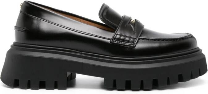 Maje Leren loafers Zwart