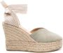 Manebi Espadrilles met sleehak Groen - Thumbnail 1