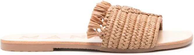 Manebi Raffia slippers Beige