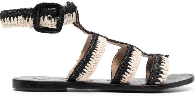 Manebi Gladiator gevlochten sandalen Zwart