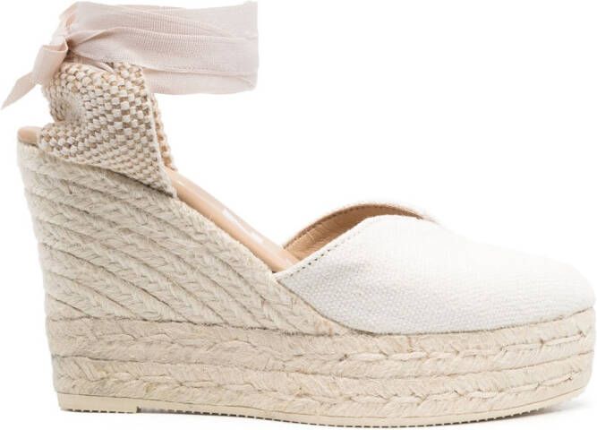 Manebi Hartvormige espadrilles met sleehak Wit