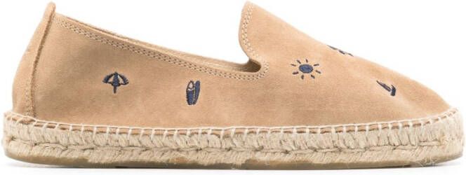 Manebi Palm Springs espadrilles met borduurwerk Beige