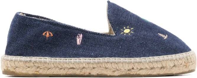 Manebi Palm Springs espadrilles met borduurwerk Blauw