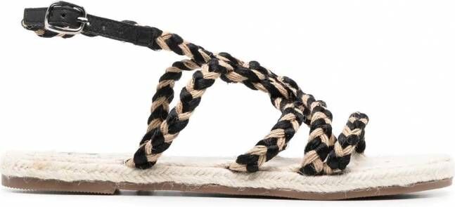 Manebi Sandalen met touw Zwart