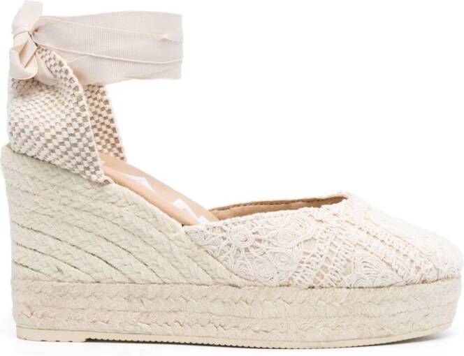 Manebi Yucatán 100 mm espadrilles met sleehak Beige