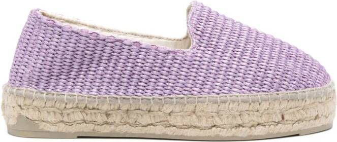 Manebi Raffia espadrilles met zigzag patroon Paars