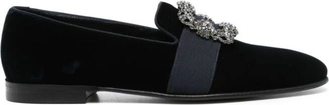 Manolo Blahnik Carlton fluwelen loafers Blauw