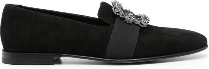 Manolo Blahnik Carlton suède loafers Zwart