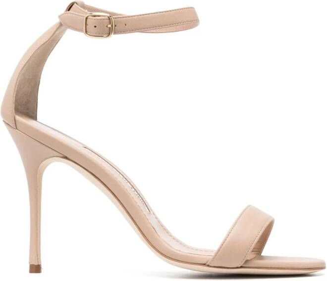 Manolo Blahnik Chaos 100mm leather sandals Beige