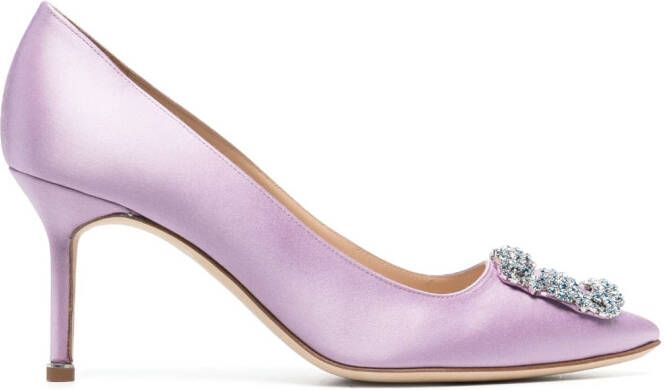 Manolo Blahnik Hangisi satijnen pumps Paars