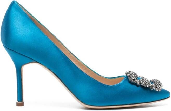 Manolo Blahnik Hangisi 90mm pumps verfraaid met kristallen Blauw