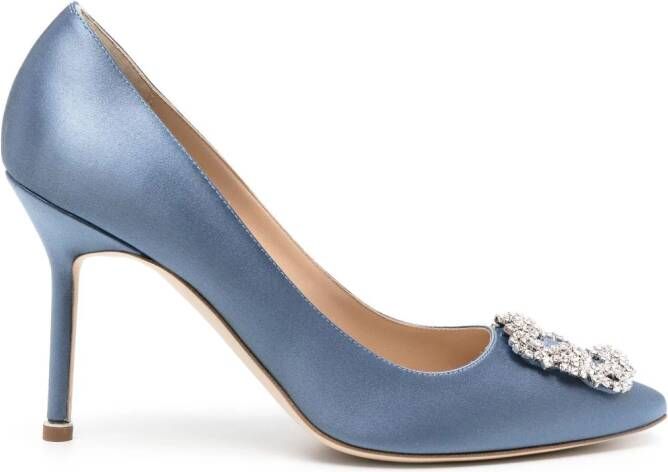 Manolo Blahnik Hangisi satijnen pumps Blauw