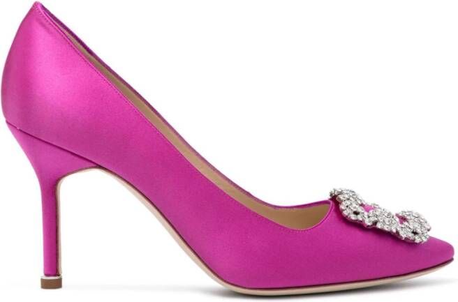 Manolo Blahnik Hangisi satijnen pumps Roze