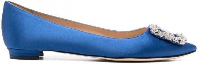 Manolo Blahnik Hangisi ballerina's met gespdetail Blauw