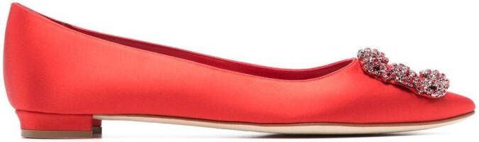 Manolo Blahnik Hangisi ballerina's met gesp Rood