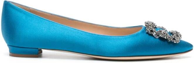 Manolo Blahnik Hangisi Flat ballerina's verfraaid met kristallen Blauw