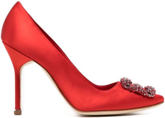 Manolo Blahnik Hangisi pumps met gesp Rood