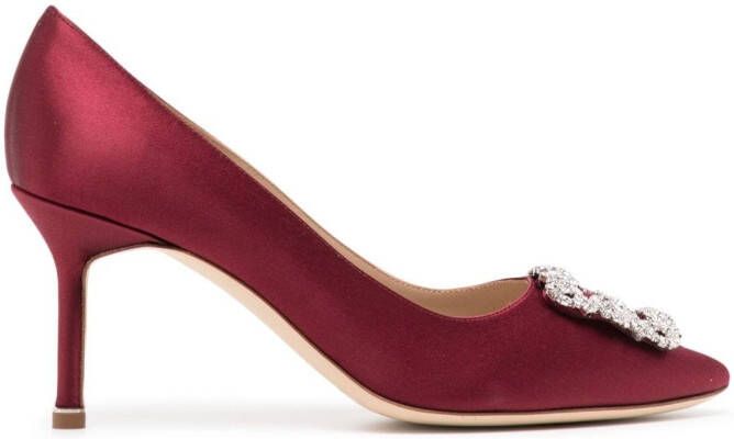 Manolo Blahnik Hangisi pumps met kristallen gesp Rood