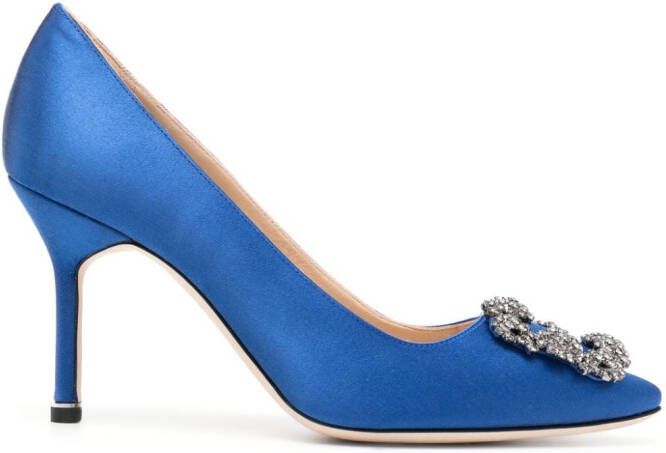 Manolo Blahnik Hangisi satijnen pumps Blauw