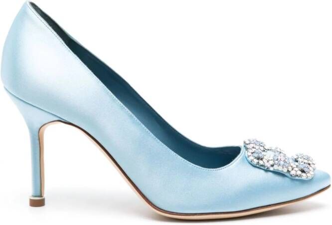 Manolo Blahnik Hangisi satijnen pumps Blauw