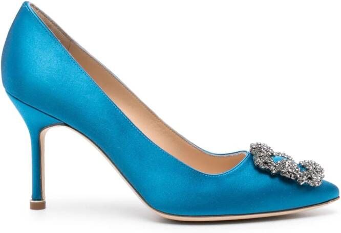 Manolo Blahnik Hangisi satijnen pumps Blauw