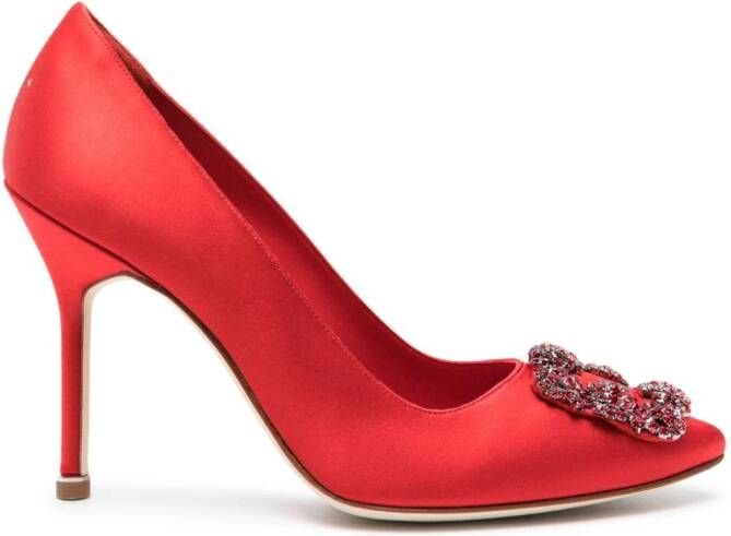 Manolo Blahnik Hangisi satijnen pumps Rood