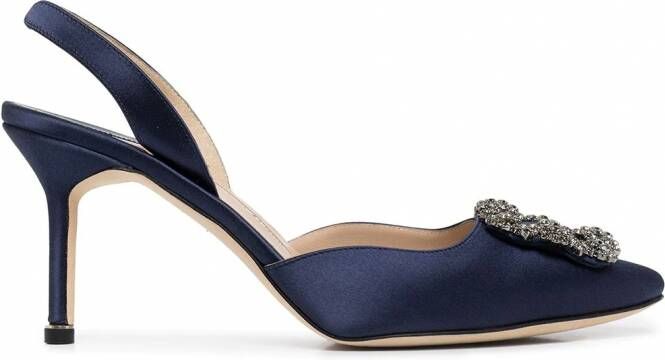 Manolo Blahnik Hangisi satijnen slingback pumps Blauw