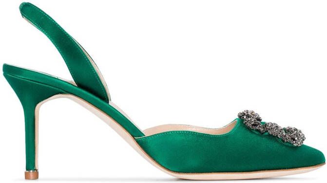 Manolo Blahnik Hangisi satijnen slingbacks Groen