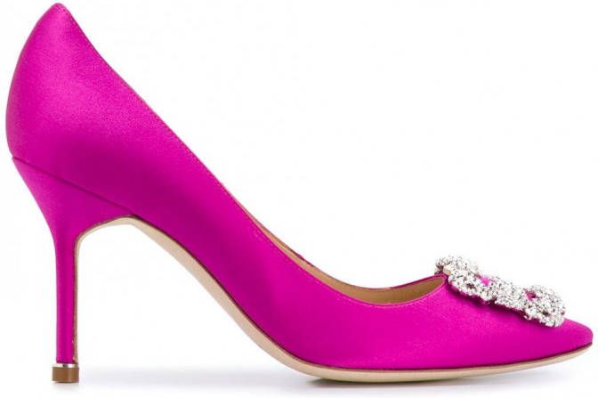 Manolo Blahnik Hangisi verfraaide pumps Roze