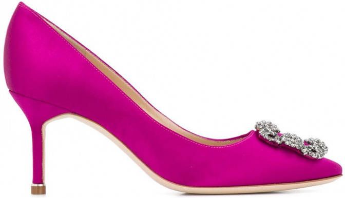 Manolo Blahnik Hangisi zijden pumps Roze