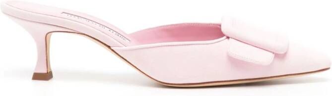 Manolo Blahnik Maysale 60 mm suède muiltjes Roze