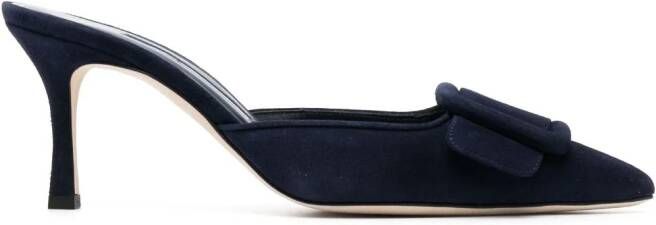 Manolo Blahnik Maysale 80mm suede mules Blauw