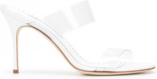 Manolo Blahnik Sandalen met doorzichtig bandje Wit