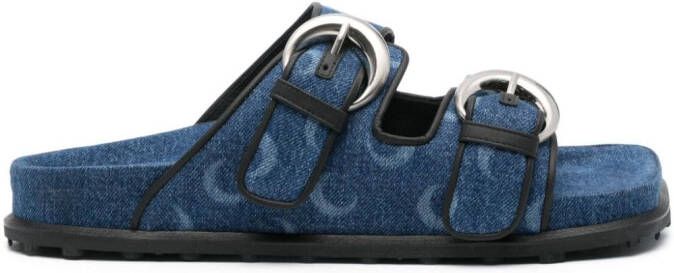 Marine Serre Denim sandalen met monogram patroon Blauw