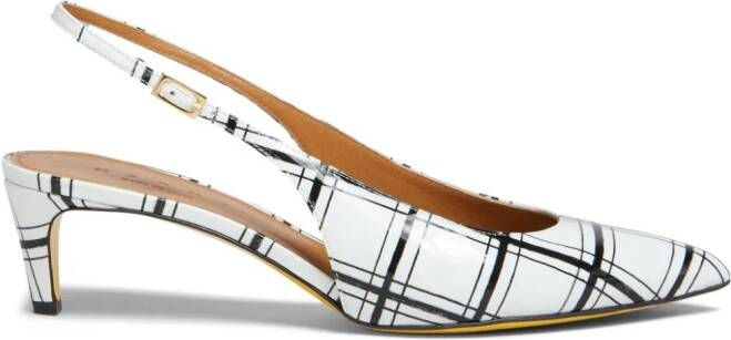 Marni Rhythm 50mm geruite slingback pumps Wit