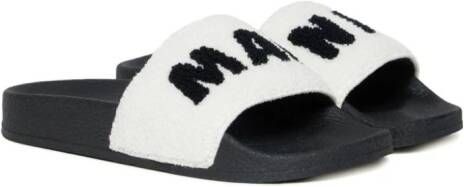 Marni Kids Badstof slippers met logo Wit