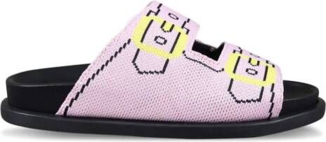 Marni Kids Slippers met gespprint en uitgesneden details Roze