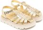 Marni Kids Gekooide leren sandalen met logo applicatie Goud - Thumbnail 1