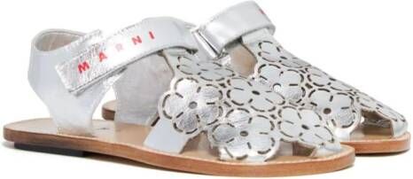 Marni Kids Sandalen met bloemendetail en logoprint Zilver