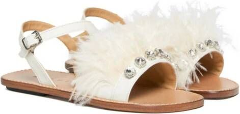 Marni Kids Marabou leren sandalen met kristallen Wit