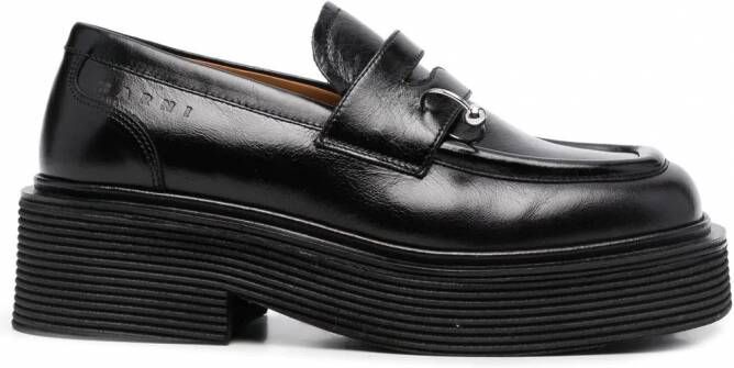 Marni Leren loafers met gepierced detail Zwart