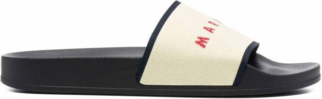 Marni Slippers met jacquard logo Beige