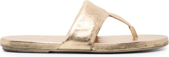 Marsèll Spanciata metallic leren teenslippers Goud