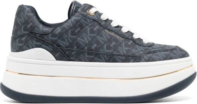 Michael Kors Hayes leren sneakers met plateauzool Blauw