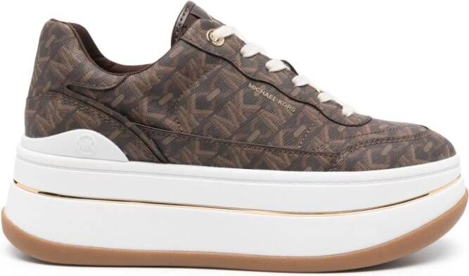 Michael Kors Hayes leren sneakers met plateauzool Bruin