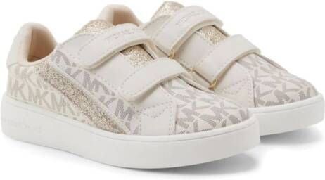 Michael Kors Kids Sneakers met glitterdetail en monogram-print Beige