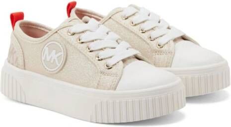 Michael Kors Kids Lurex sneakers met logo-applicatie Beige