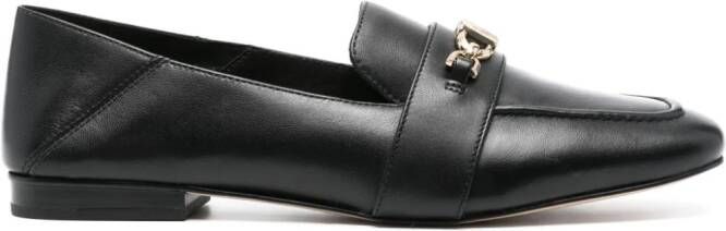 Michael Kors 80 mm leren loafers met logoplakkaat Zwart