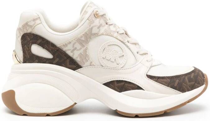 Michael Kors Zuma leren sneakers met goudkleurig logoplakkaat Wit